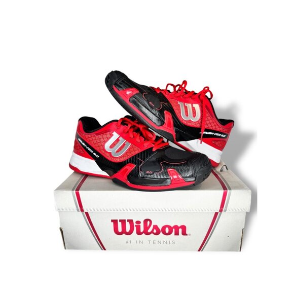 Wilson Rush Pro 2.0 Mens Tennis Shoes Size 7.5 Red White Black New - Picture 1 of 9
